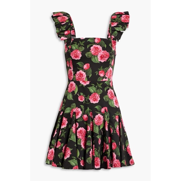 Alice + Olivia Ginny Ruffle Sleeve Romantic Floral Print Mini Dress Size 6 - Picture 6 of 12